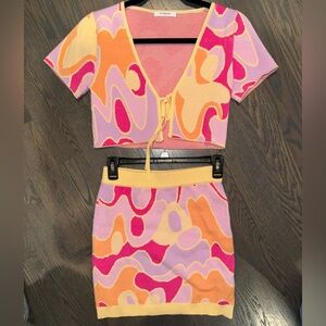 Peppermayo Colorful Abstract Mini Skirt Set
